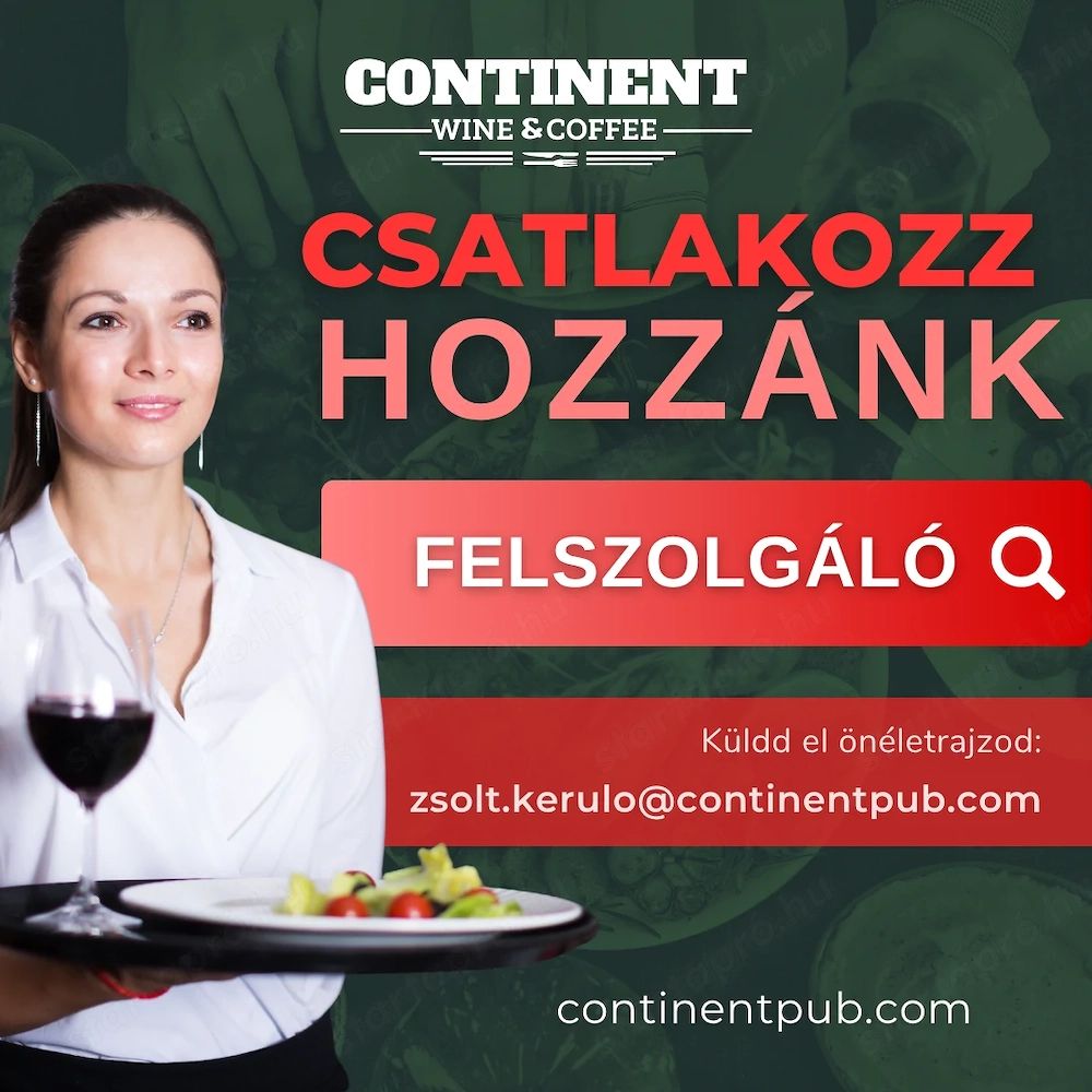 Felszolgáló álláshirdetés a Contiban!