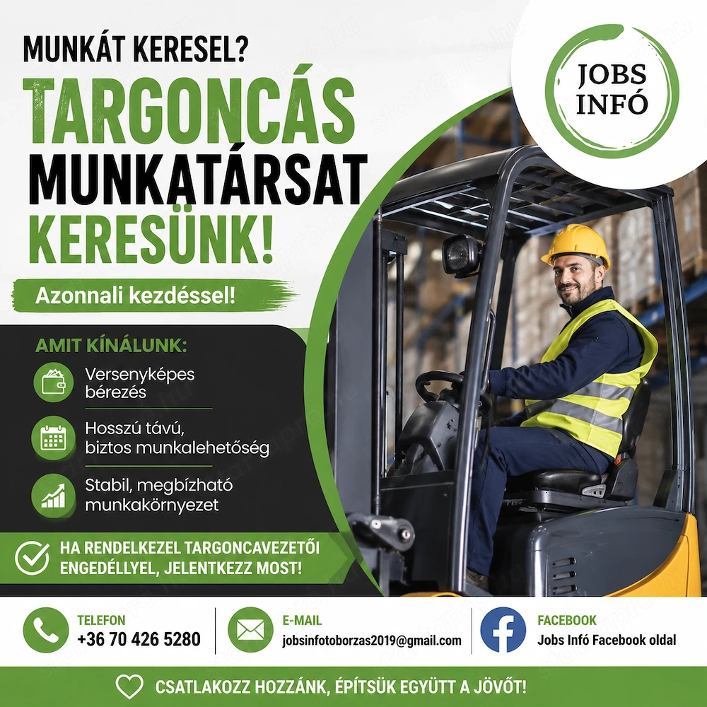 Targoncavezető kollégákat keresünk