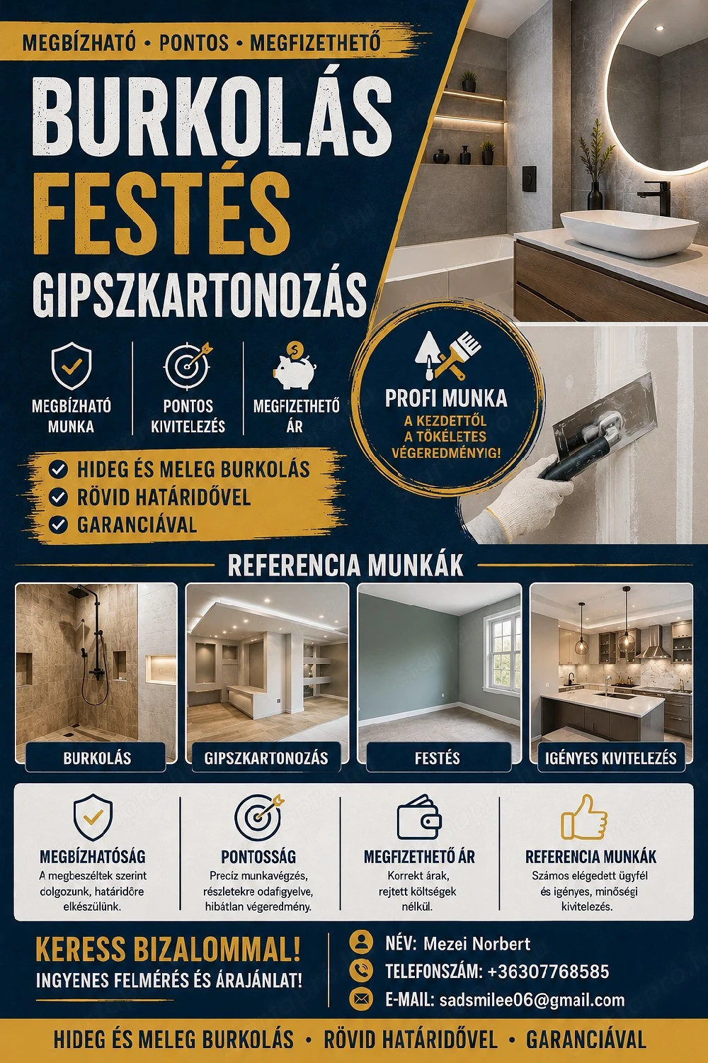 Burkolás, festés, gipszkartonozás PEST MEGYÉBEN