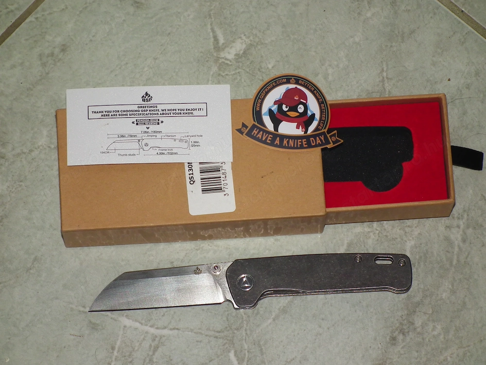Qsp Penguin Titanium dobozos új prémium bicska zsebkés 154 CM