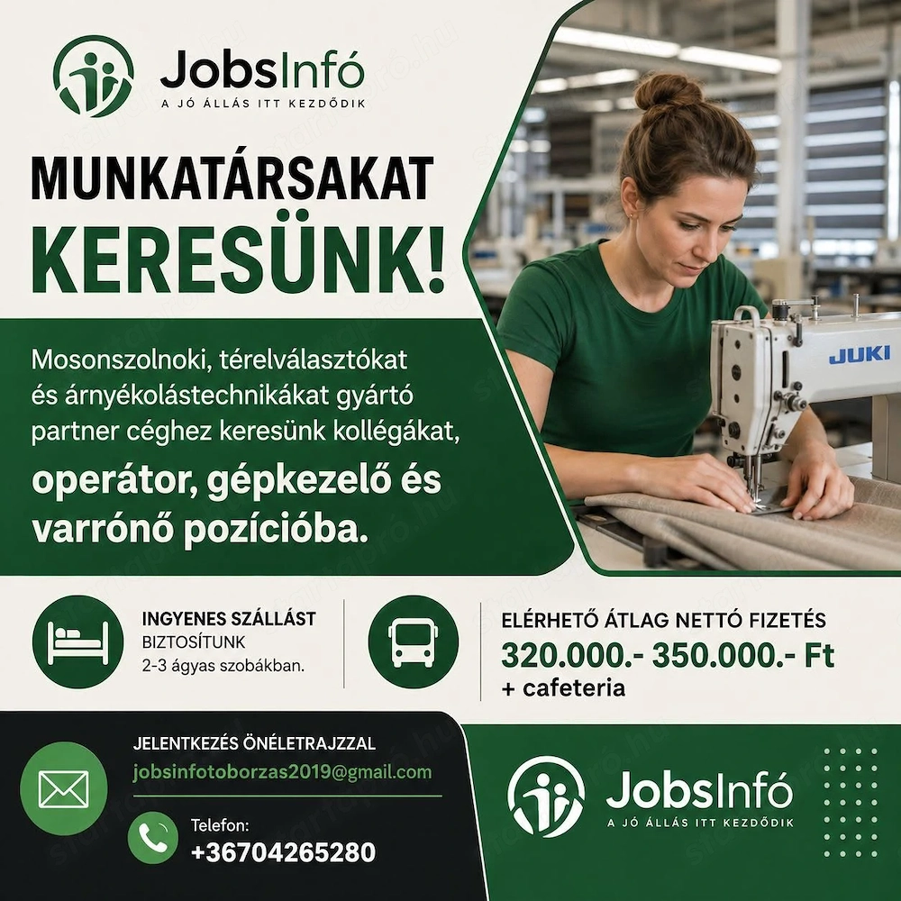 Betanított munkatársakat keresünk