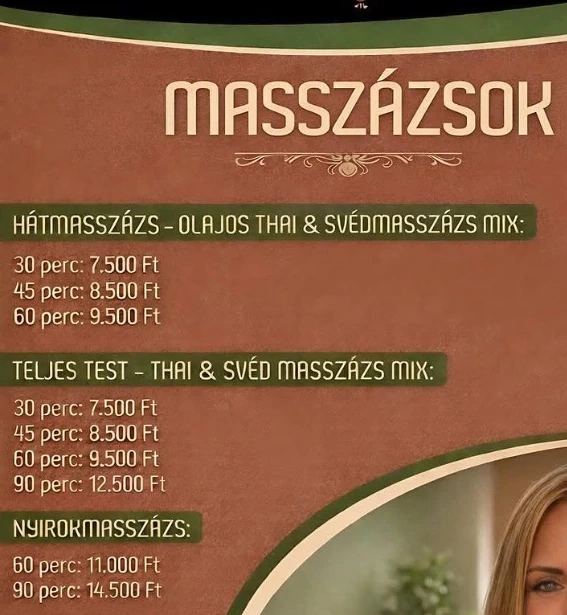 Másszazsok várom szeretettel vendégeket 06205830559