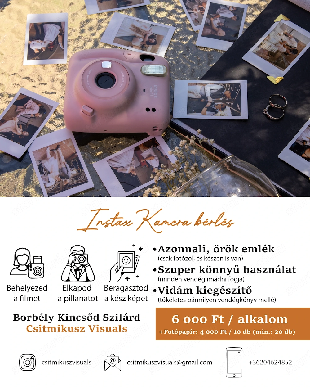 Telefonos Vendégkönyv és Instax bérlés