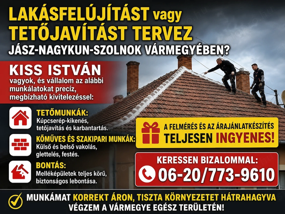 Tetőjavítás ingyenes felmérés István 