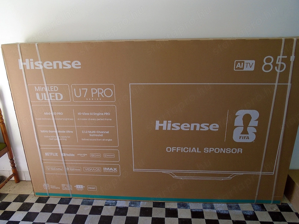 HISENSE 85U7Q PRO UHD Smart MiniLED TV, sötétszürke, 215 cm