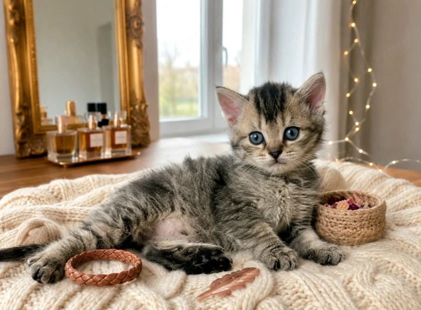Eladó Selkirk Rex rövid  göndör szőrű cica baba tenyésztőtől.