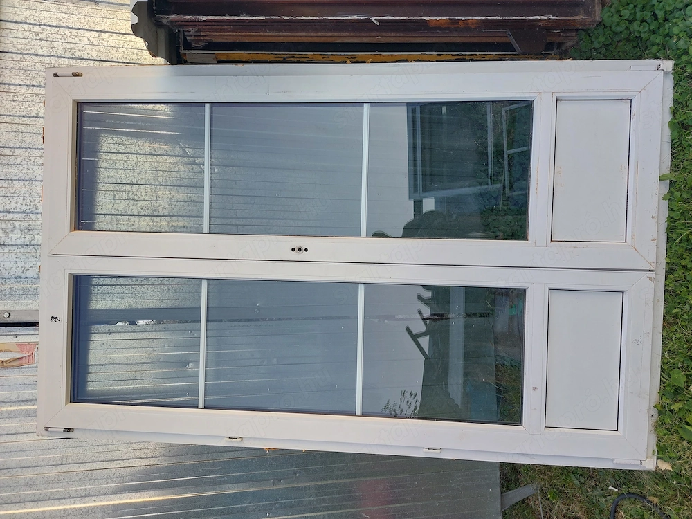 Műanyag bukó-nyiló  erkély ajtó 2 réteg hőszigetelt üveg  sz;127 x m;206 cm kép szerinti állapot bel