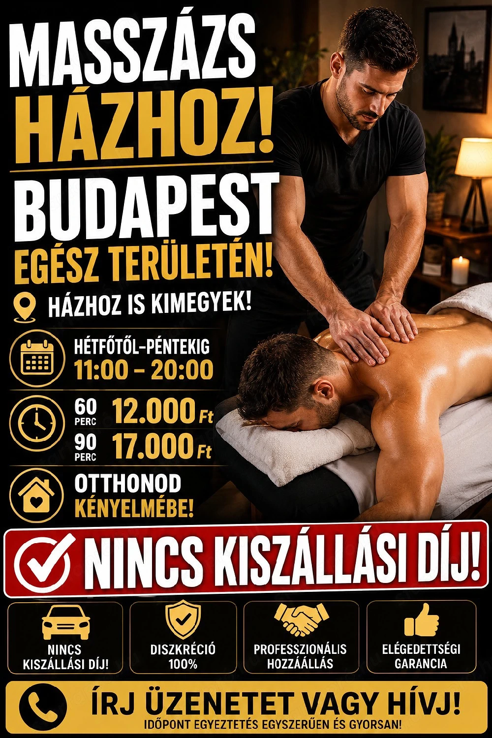 Budapest egész területén házhoz járó masszázs Akciós áron! 