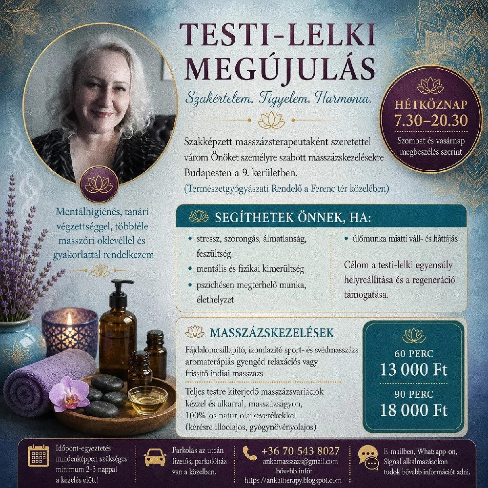 Érintésterápia & masszázs személyre szabva Budapesten 