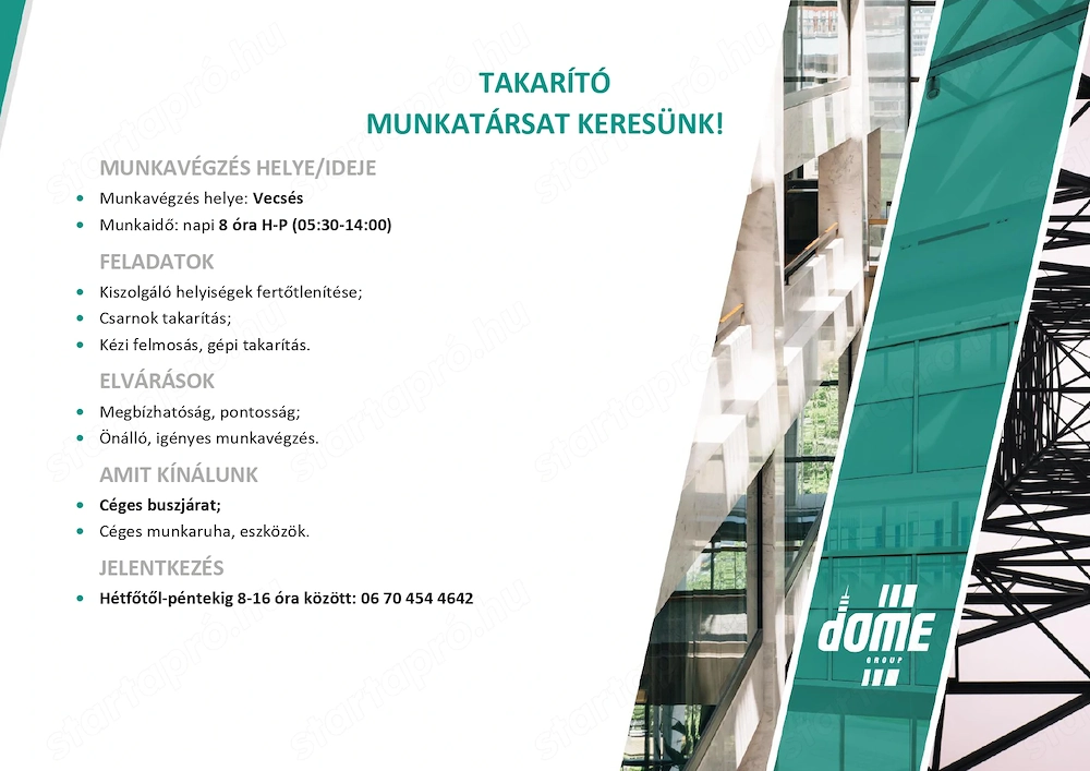 Takarító munkatársat keresünk!