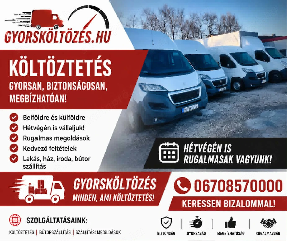 Költözés költöztetés fuvarozás szállítás
