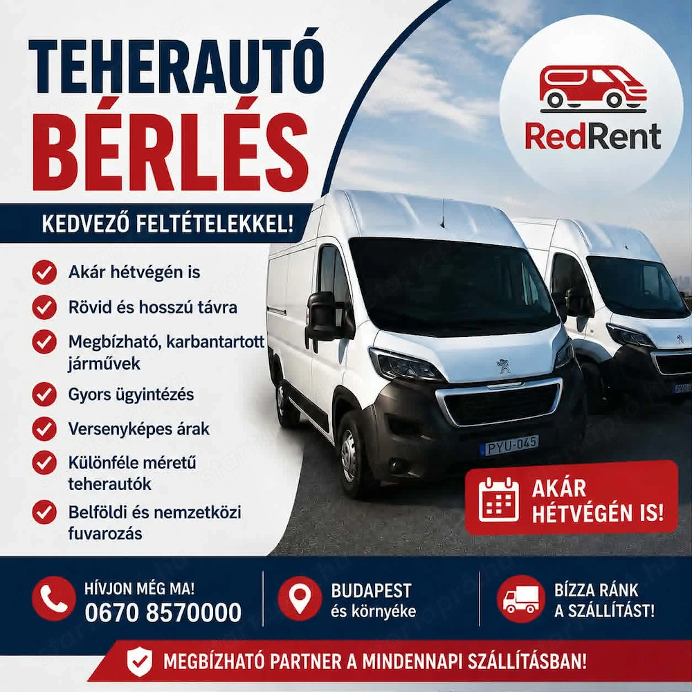 teherauto bérlés kölcsönzés költöztetés szállítás RedRent