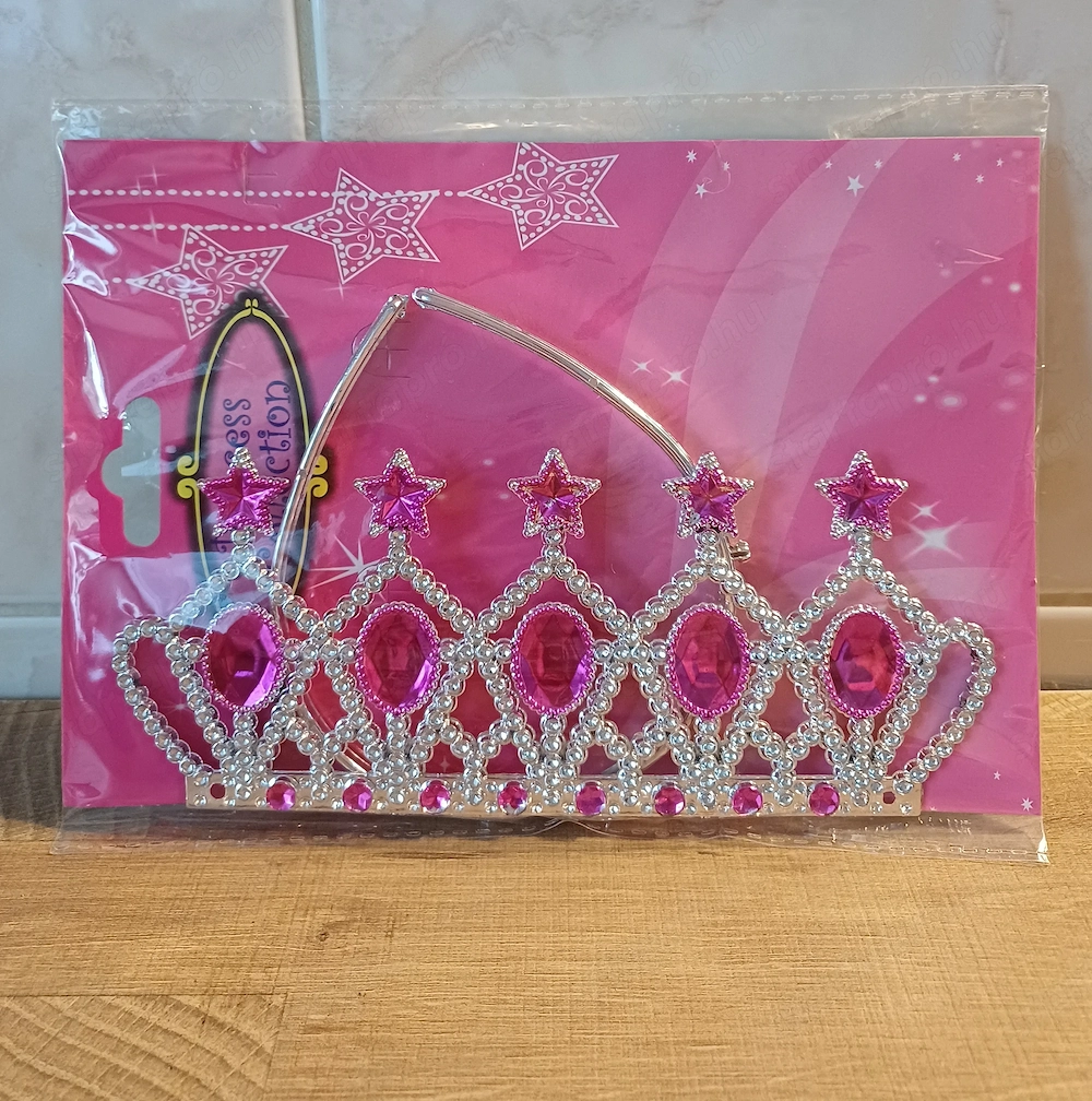 Ezüst tiara rózsaszín strasszkövekkel eladó, ÚJ!