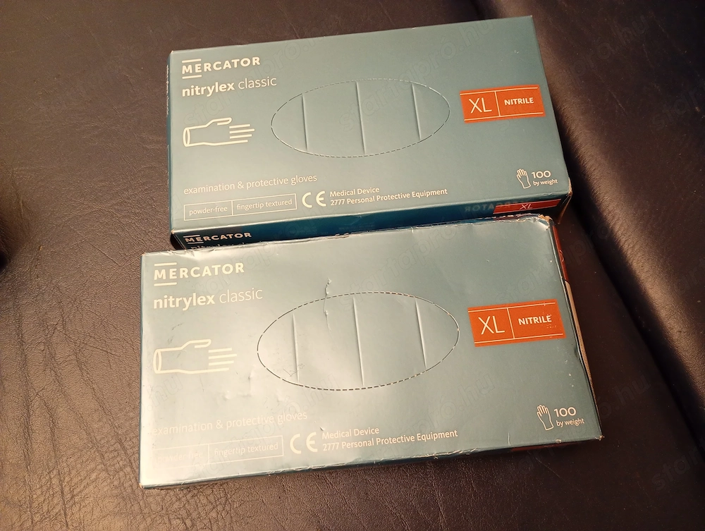 Mercator Nitrylex Classic púdermentes nitril vizsgálókesztyű XL méretben.A doboz 100 darab egyszer h