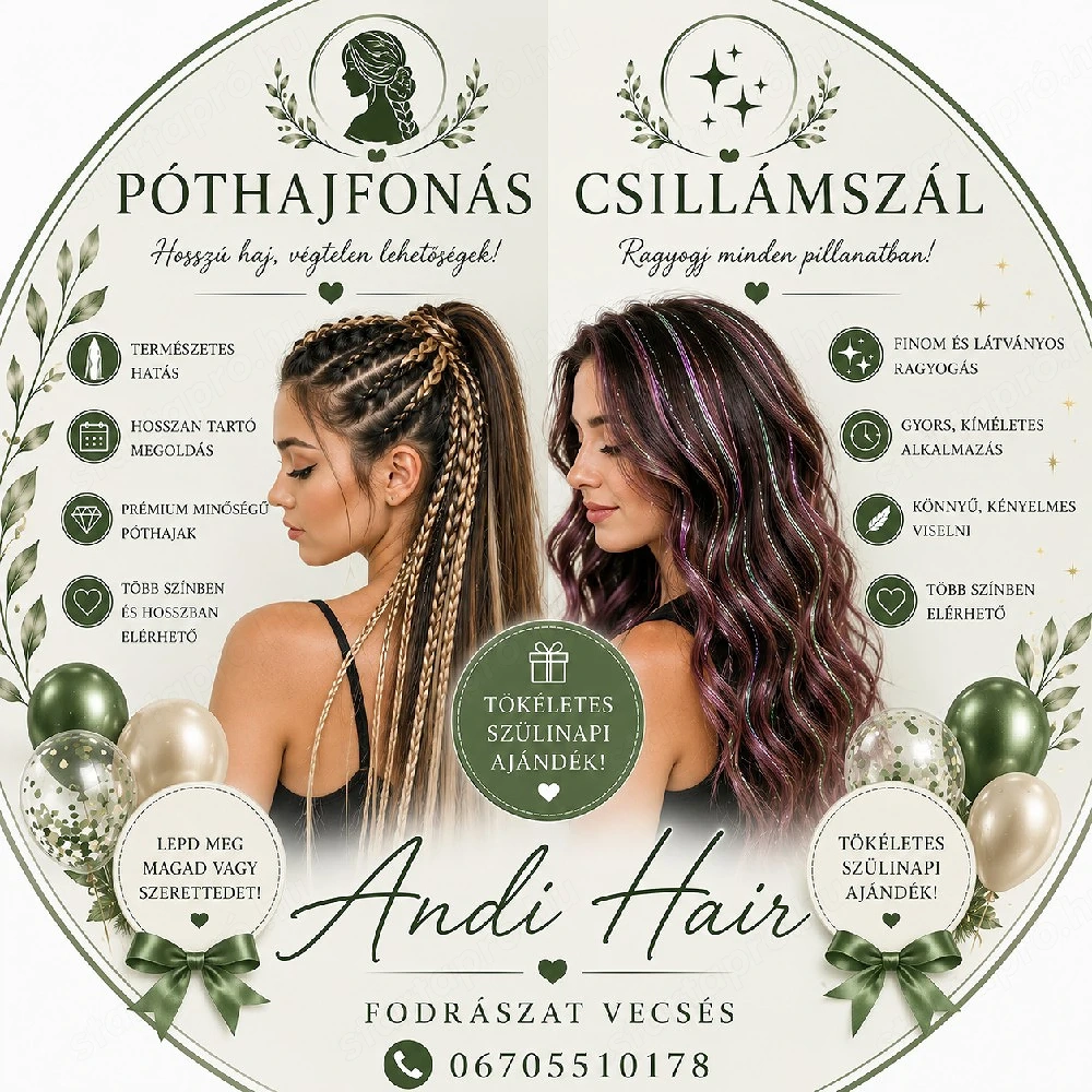 Póthajfonás ,Csillámszál Vecsés 06705510178