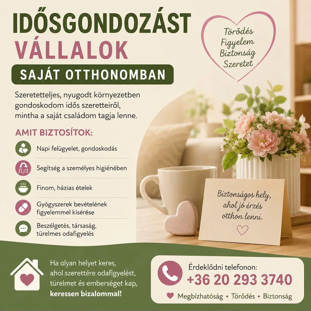 Idősek gondozását vállalom!