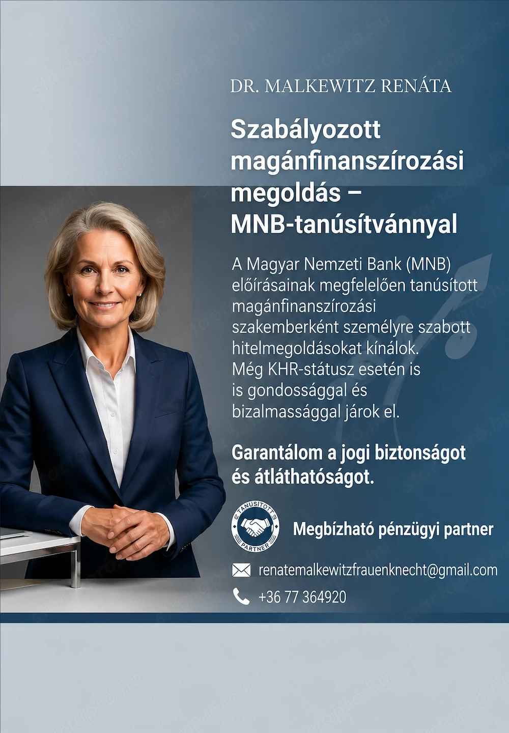 Szabályozott magánfinanszírozási megoldás MNB-tanúsítvánnyal