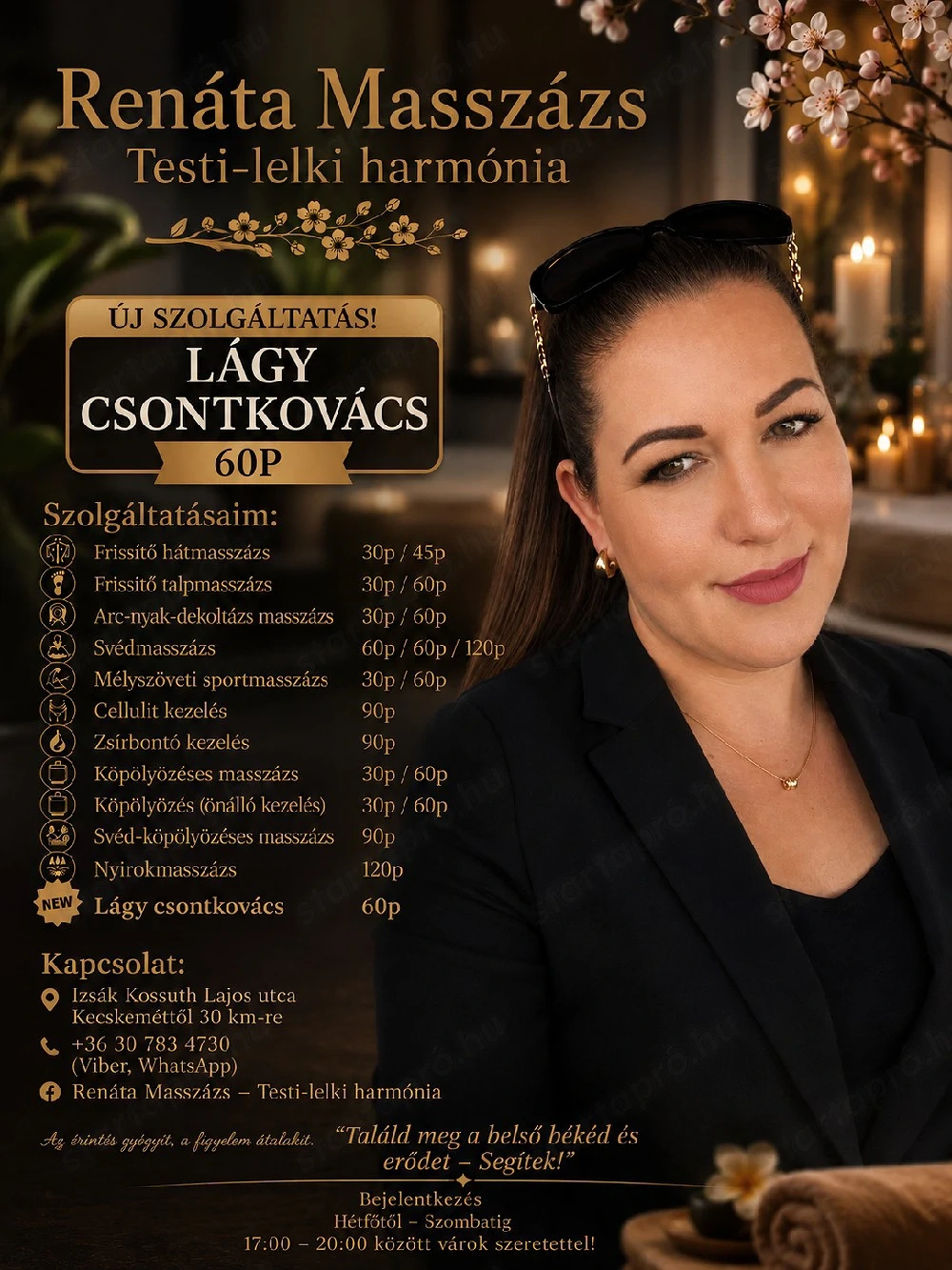    Teljes testi-lelki feltöltődés nálam     Üdvözöllek!    Renáta vagyok,
