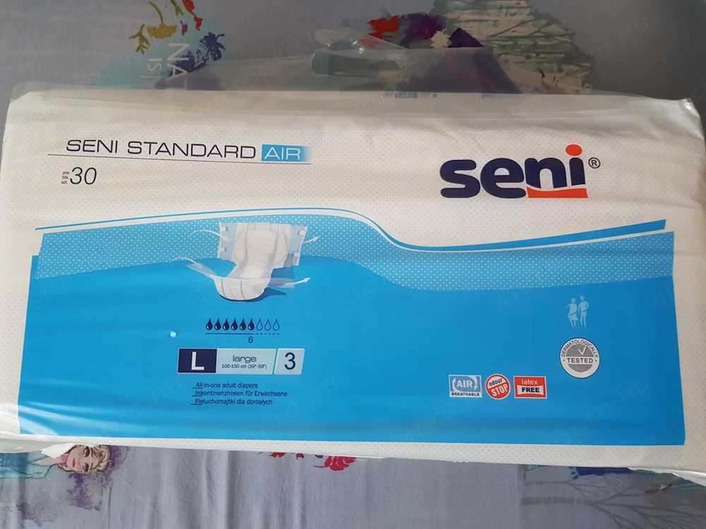 Seni Standard L-es felnőtt pelenka 5 új csomag eladó! Szállítással is.