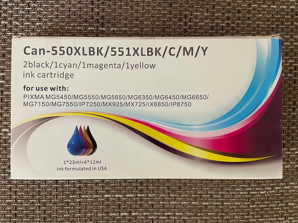 2 doboz bontatlan, utángyártott Canon 550XL 551XL tintapatron készlet