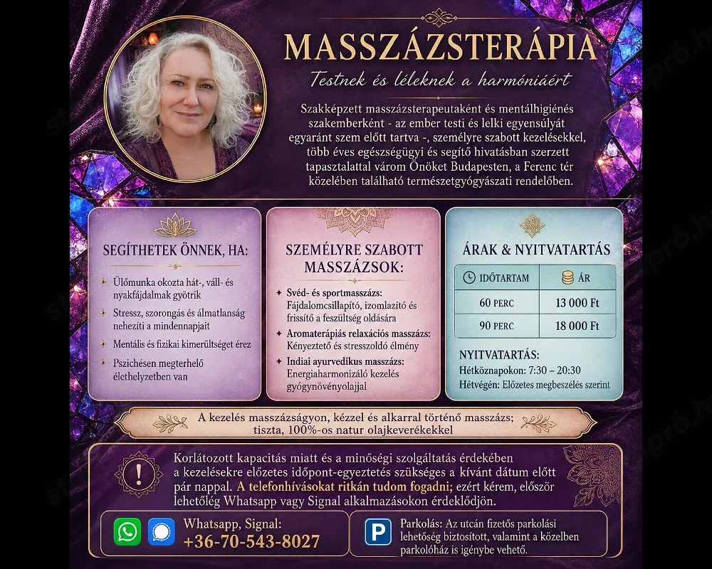 Anka masszázs - testi-lelki kimerültség, stressz; hát- és derékfájdalmak elleni masszázs Budapesten 