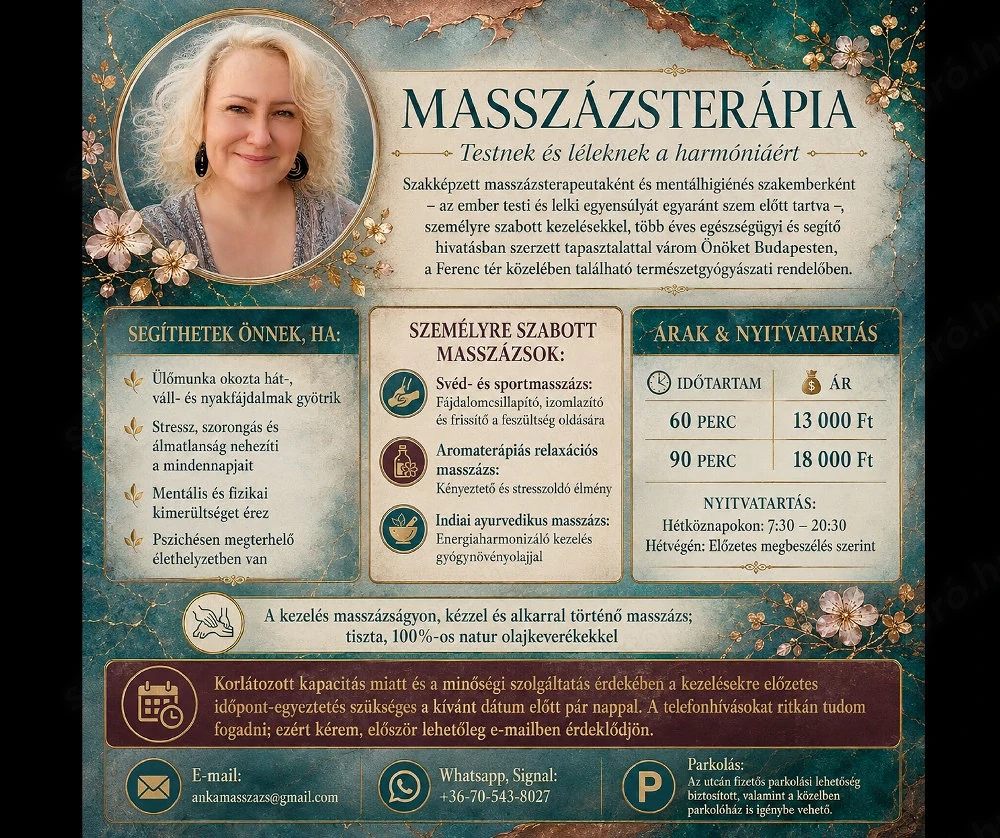 Irodai munkát végzők részére: hát- és vállfájdalmak, stressz elleni masszázs Budapesten (9. ker.)