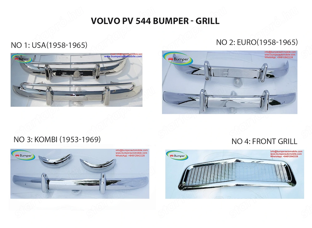 PV 544 style Euro   USA (1958-1965)   PV Duett Kombi (1953-1969) bumper and radiator grill 