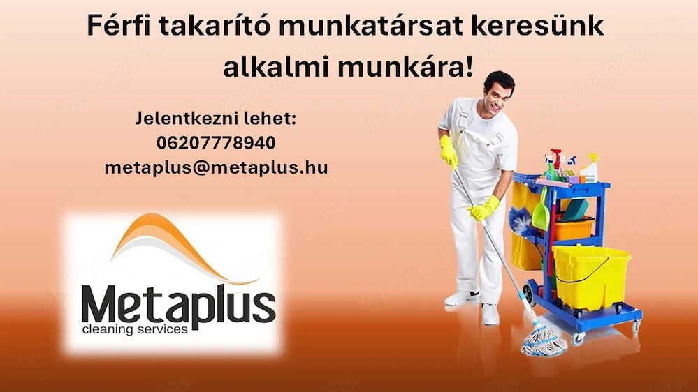 Férfi takarító munkatársat keresünk alkalmi munkára!