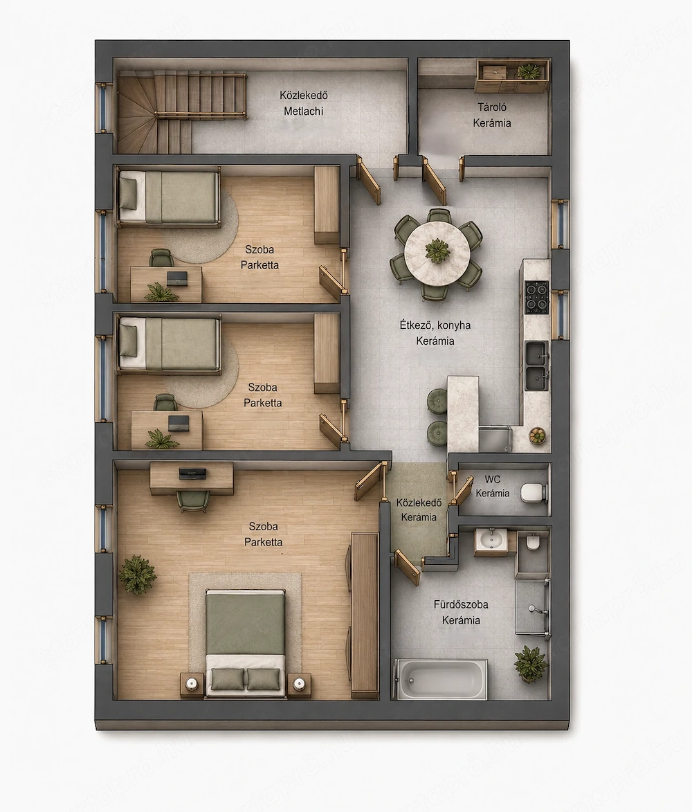 3 bed · 98m² · Lakás
