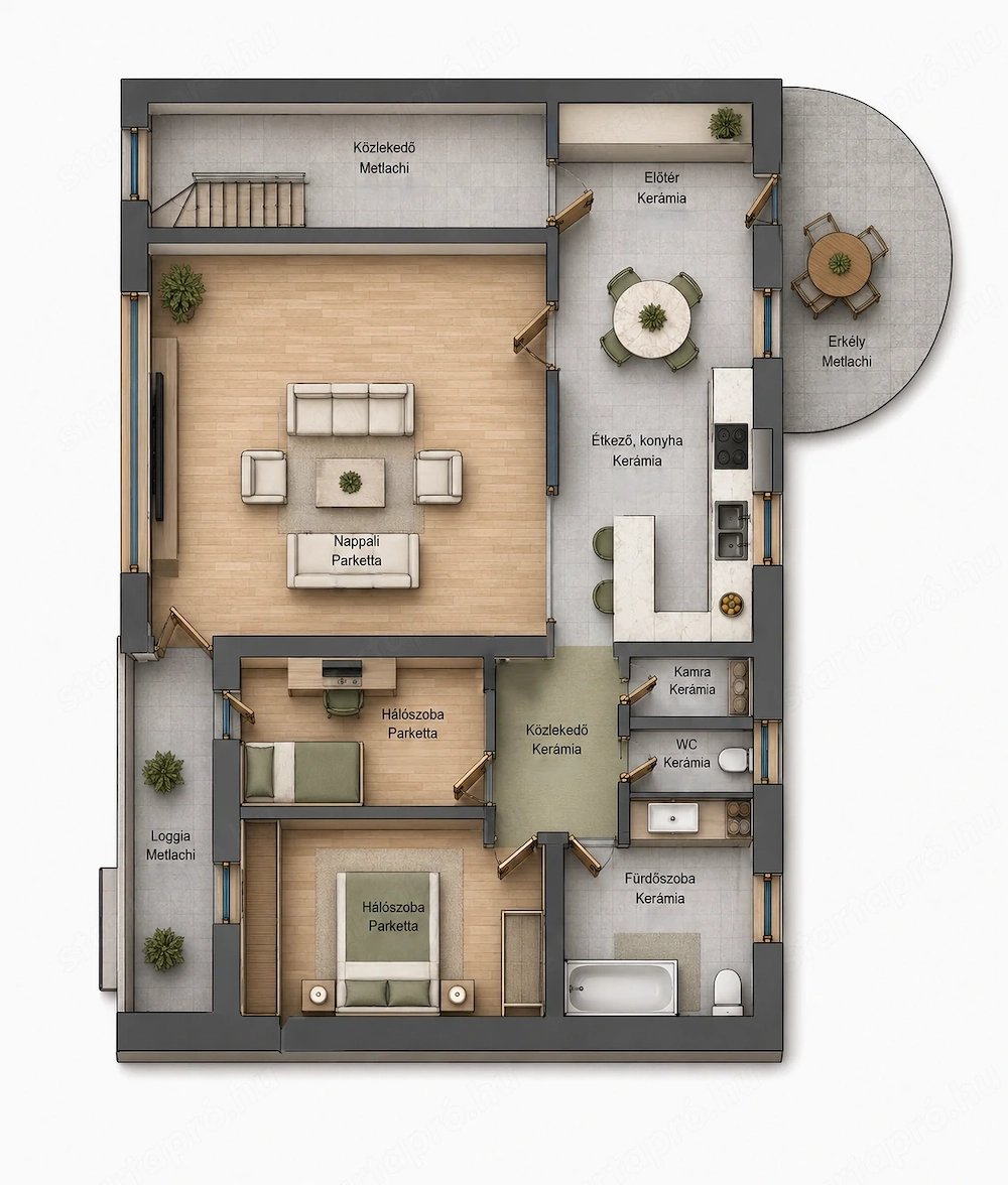 3 bed · 102m² · Lakás