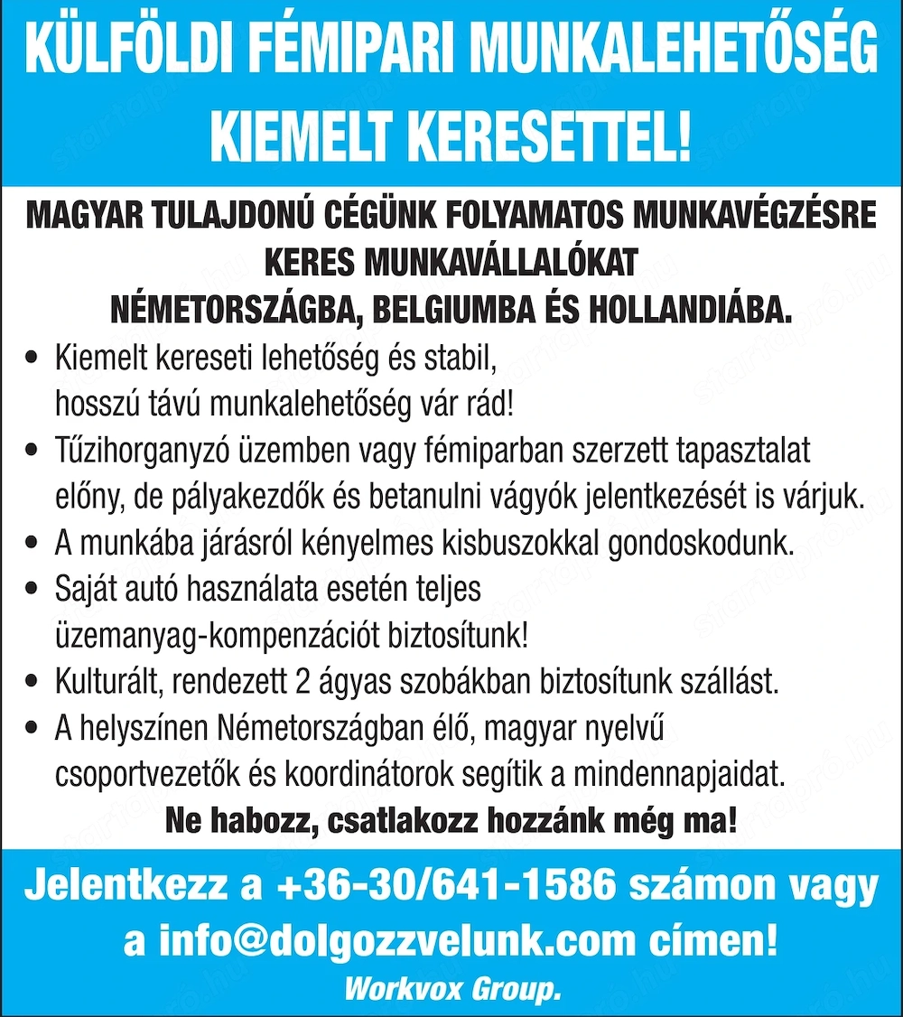 Munkásokat keresünk!