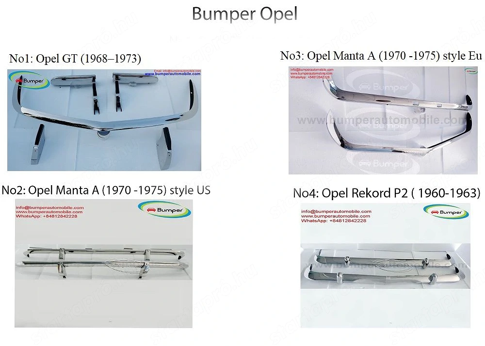 Opel GT (1968 to 1973)   Opel Manta A   Opel Rekord P2 bumpers classic car 