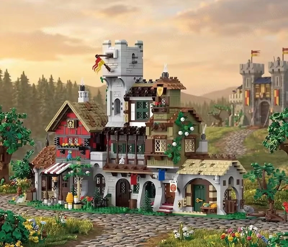 Lego komp. Castle Vár Középkori Piactér Medieval Market Village 3000db Lepin ÚJ 