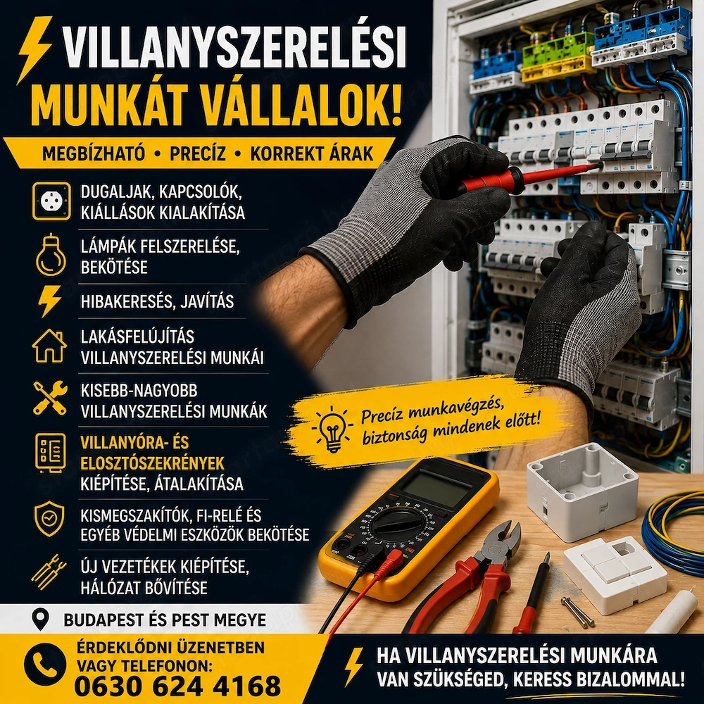 Villanyszerelés Pest megyében!!!