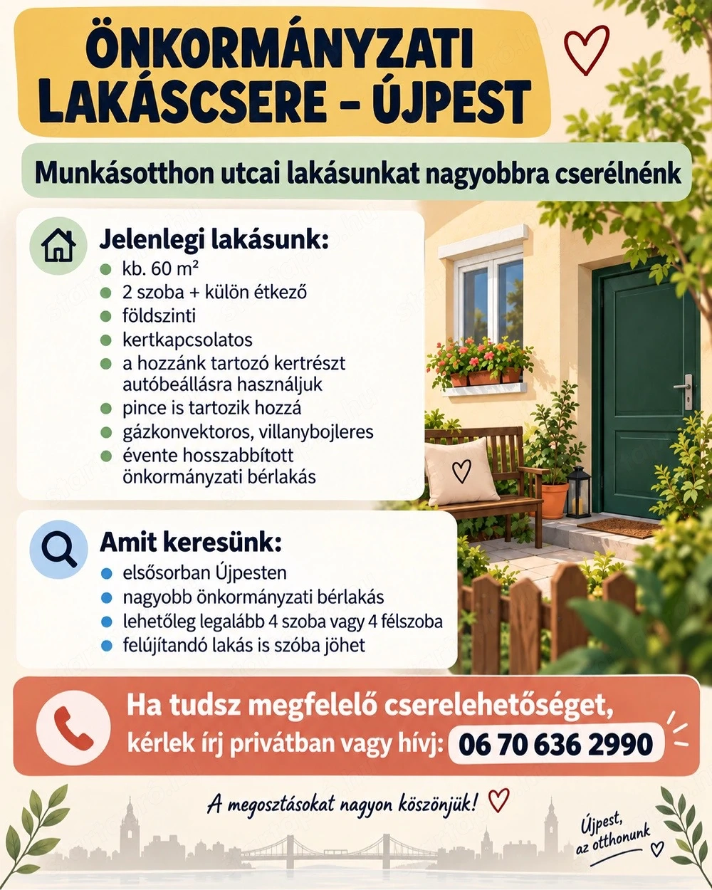 önkormányzati lakás cseréje újpesten 
