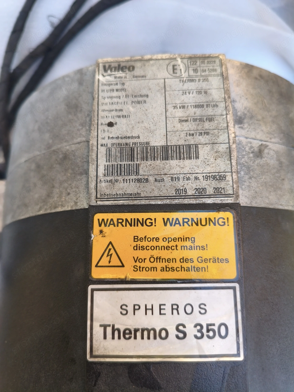 Thermo S 350 fej egység Speros Valeo Webasto