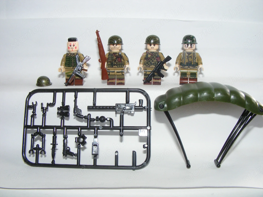 Lego 2. Világháborús Amerikai katonák Ejtőernyős hadosztály katona figura 4db ÚJ