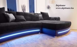 Laredo LED sarok kanapé ülőgarnitúra fix 322x200 cm Bluetooth zene lejátszóval   - kép 6