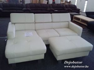 Jons mini valodi bőr fix relax sarok kanapé 220x160 cm bézs balos kivitel  - kép 2