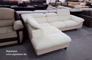 Fast valódi bőr balos sarok kanapé vanília színű ülőgarnitúra 265x210 cm relax fejtámlákkal 369.000  - kép 2