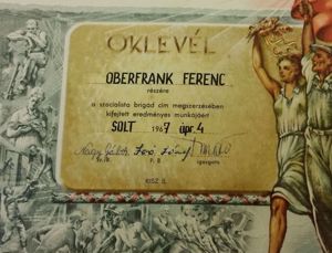 1967-es Szocialista Brigád Oklevél eladó - kép 3