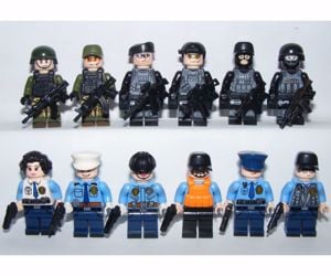 Lego Swat Rendőr + Kommandós + Katonai rendész figurák 12db figura fegyver új