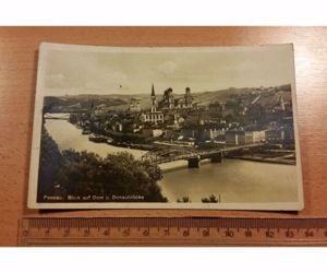 1935 Passau. Blick auf Dom u. Donaubrücke képeslap eladó