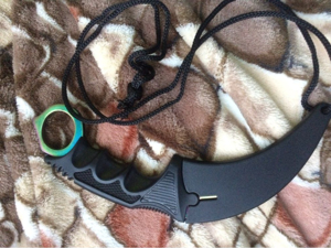 Új!!! Damask karambit kés tigriskarom medvekarom nyakkés + ABS tok - kép 4