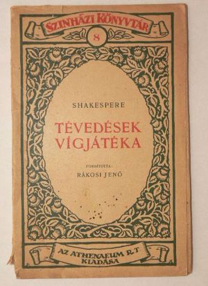 Shakespeare Tévedések vígjátéka / könyv 1921