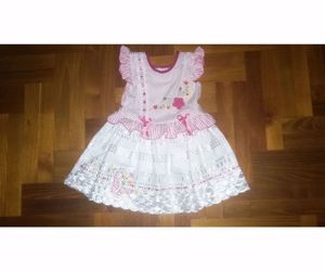 86 92 Újszerű mesés hímzett virágos nyári ruha alkalmi ruci tunika  - kép 16