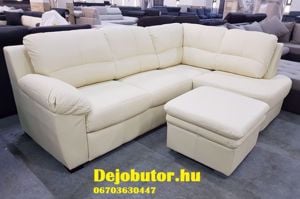 Jana valódi bőr sarok kanapé ülőgarnitúra fix jobbos 235x165 cm + puff 249.000 Ft dejobutor.hu