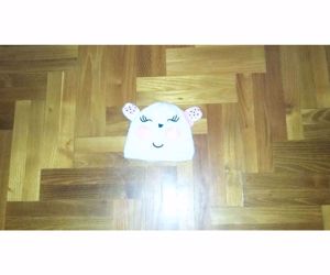 42/50 cuki fehér macifüles 3D masnis kötött sapka sapi  - kép 2