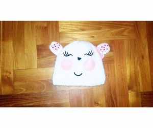 42/50 cuki fehér macifüles 3D masnis kötött sapka sapi  - kép 4