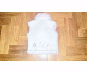 92 Cuki Adams fehér hímzett mellény pulóver kabát felső   - kép 7